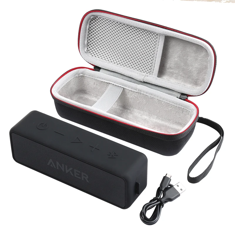 Портативный беспроводной Bluetooth EVA чехол для динамика для Anker SoundCore 2 с сеткой двойной карманный аудио кабель для переноски дорожная Сумка-черный