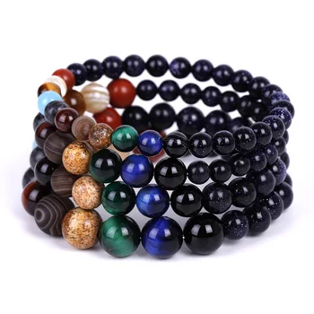 

Multi-style Universe Eight Planets Solar System Galaxy Bracelets for Men Women Yoga Natural Stone Chakra Bracelet Jewelry