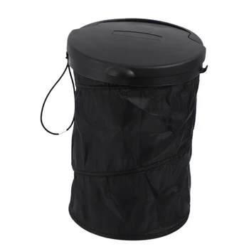 

Foldable, Retractable Hook Trash Bin with Lid Sundries Storage Bin, Car Environmental Protection Folding Storage Box