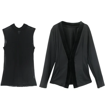 

Kids Boys Latin Dance Costumes Sleeveless Mesh Latin Shirts Jacket Suit Modern Ballroom Tango Latino Dance Wear