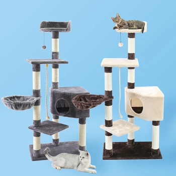 

New Arrival Cat Tree Multi-layer With Natural Sisal Scratching Post Cat sleeping Kennel Kitten Favor Funny Toy Cat House