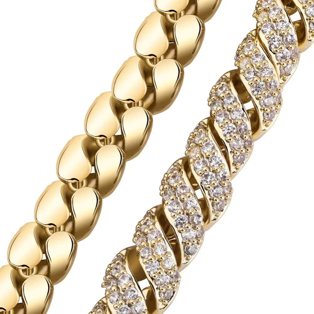 TOPGRILLZ 10 мм Iced Out кубический циркон кубинская ссылка браслет золото серебро Цвет Личность хип хоп ювелирные изделия