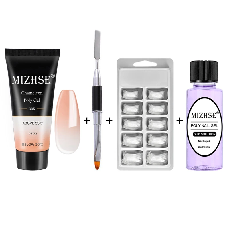MIZHSE набор для наращивания ногтей, цветной полигелевый набор с Nial формой, УФ светодиодный акриловый гель для наращивания, твердый гель, полигелевый Набор для маникюра - Цвет: MS-Set02-WB5705