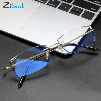 

Zilead Rimless Glasses Anti-Blue Spectacles Light Frames Springy Silicone Bazoo Holds Fashion Comfortable For Women Men
