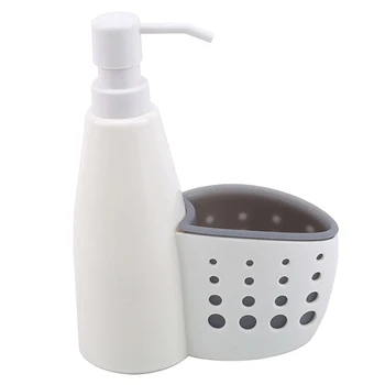 

2 In 1 Plastic Refillable Shower Gel Shampoo Dispenser Pump Sponge Organizer Holder Bathroom Hand Soap Liquid Storage Bottle