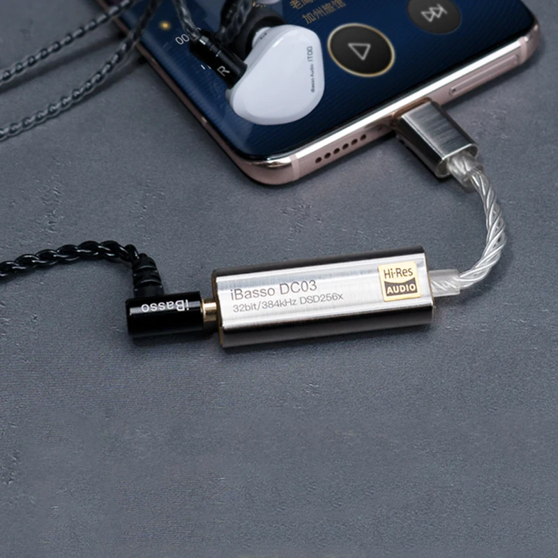 New iBasso DC03 HiFi Decoding Headphone Amplifier Type C Dual DAC 3 5mm silver and black color