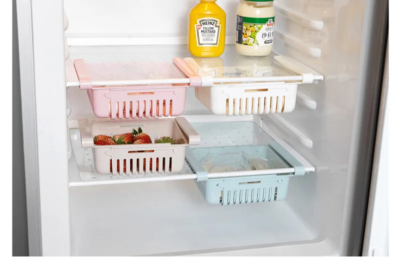 Регулируемый Кухонный органайзер, ящик для холодильника, выдвижные ящики, кухонные аксессуары, экологичный чехол для хранения, контейнер для еды