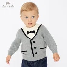 DB11417 dave bella/осенне-зимний вязаный Свитер хлопковый пуловер с длинными рукавами для маленьких мальчиков детские топы для малышей
