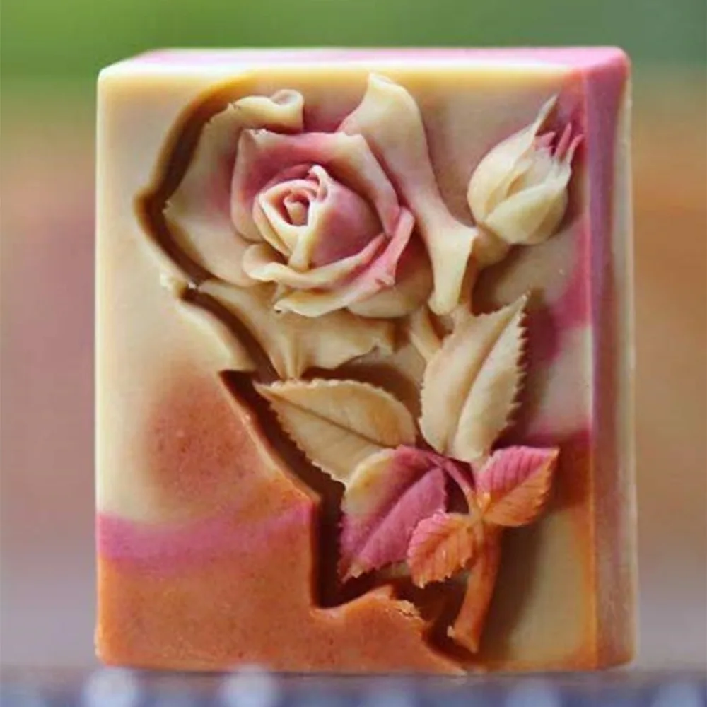 Description Picture 4 of itemFlower Bar Soap Molds Rose Natural Soap Mould Rectangle Silicone Mold for Soap Candle Wax Resin Crafts Making