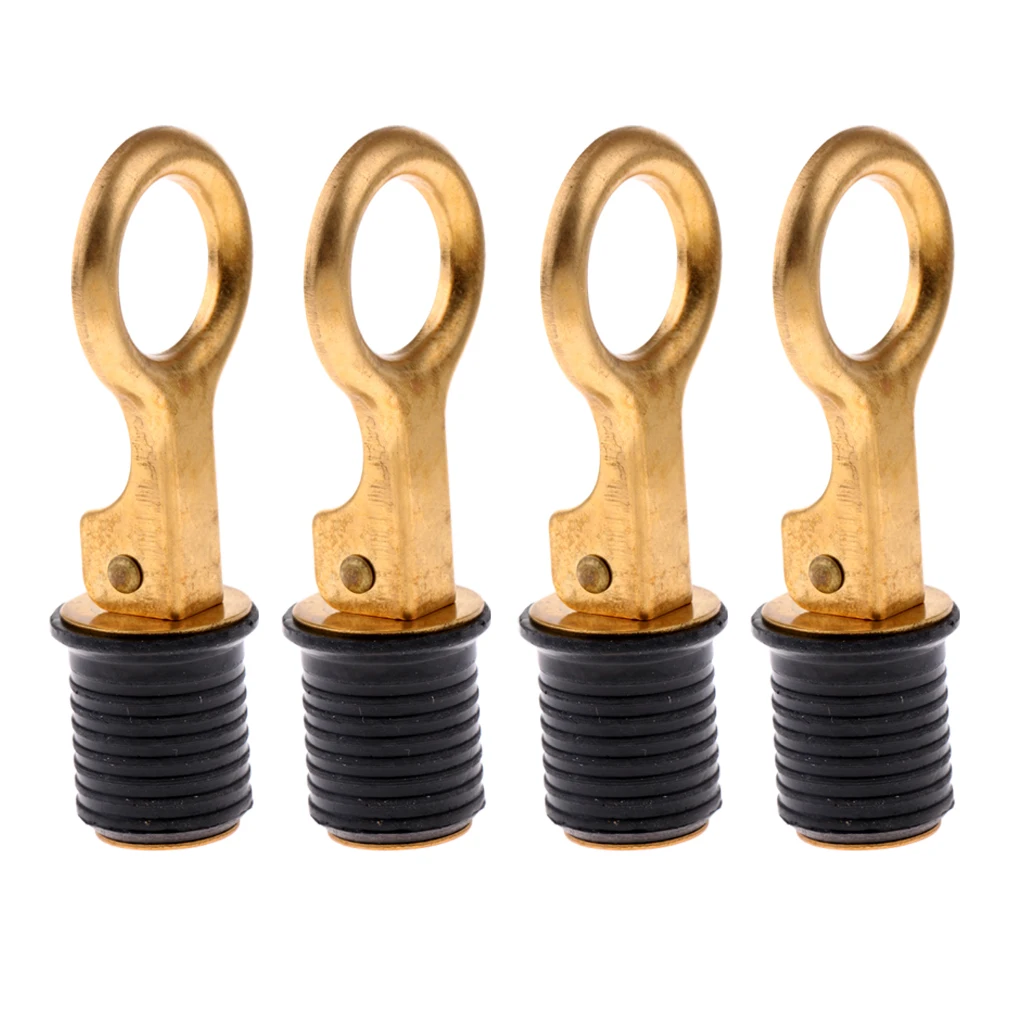 4 Pieces Brass Snap Flip Style Boat Bailer Livewell Hull Drain Plug Fittings