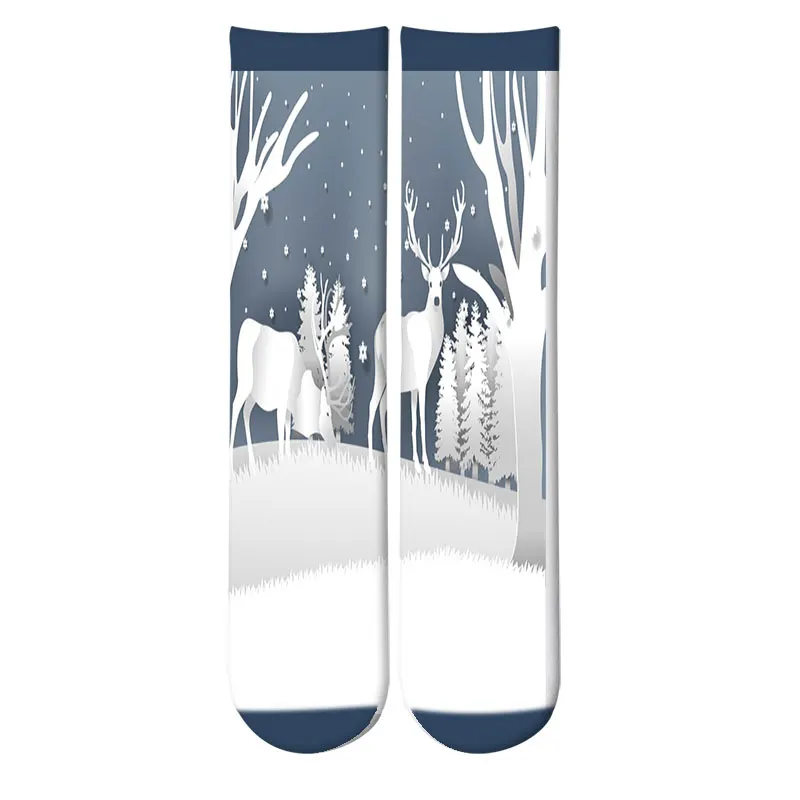 Christmas Crew Casual Socks Elk Christmas Candy Santa Claus Snowman Christmas Tree Winter Socks David's Deer Cotton Cute Sock