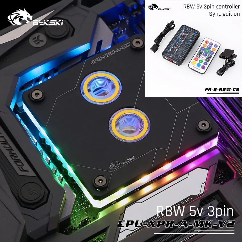 Bykski cpu-XPR-A-MK-V2, для Intel Lga115x/2011 cpu водяные блоки, RBW система освещения, микроводный блок водяного охлаждения - Цвет лезвия: Black-RBW with CON