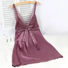 Новое поступление шелковая кружевная ночная рубашка женское кружевное Сетчатое атласное белье, одежда для сна, халат сексуальные ночные рубашки Ночная одежда вечернее платье