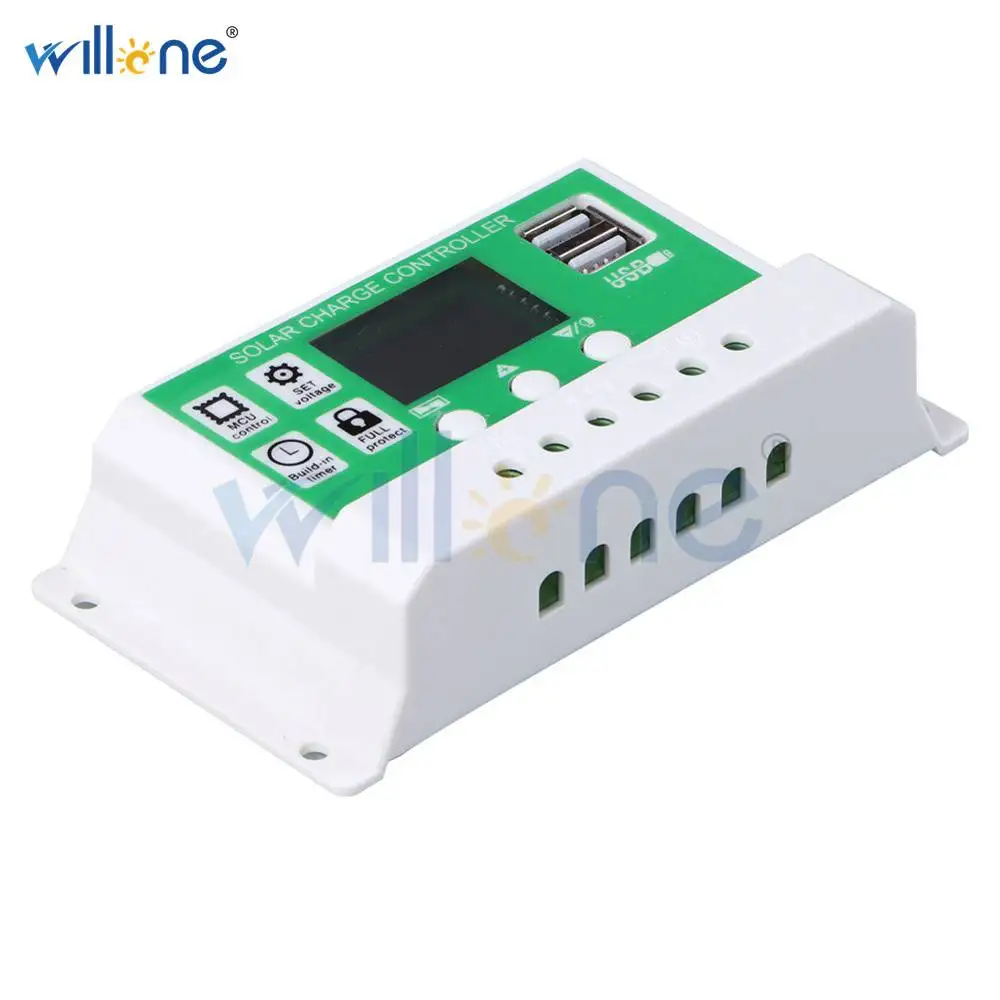 Willone 10 а/20 А/30 А 12 В 24 в PWM литиевая батарея Контроллер заряда солнечной батареи ЖК