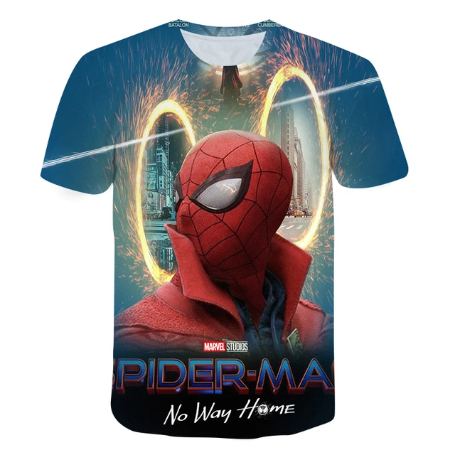 Hot sales Spider man T-Shirt Marvel Cartoon Fun Short Sleeve Shirt Boys Girls Street Fashion Harajuku Hot movie Children's Tops T-shirt-X292