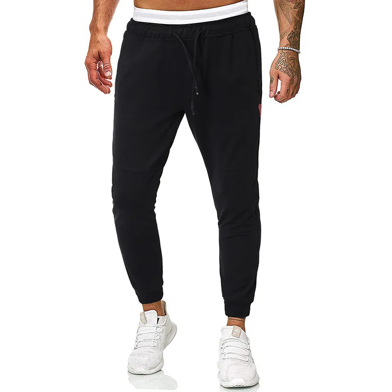 

GustOmerD Men's Trousers Fashion Simple Red Label Stitching Casual Pants Loose Solid Color Trousers Men