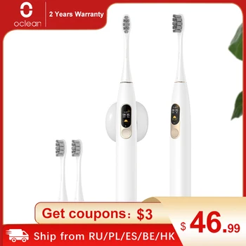 Global Version Oclean X Sonic Electric Toothbrush Color LCD Touch Screen IPX7 4 Brush Modes Fast Charge 30 days Tooth Brush oclean x smart color touch screen sonic electric toothbrush app control international version from xiaomi youpin