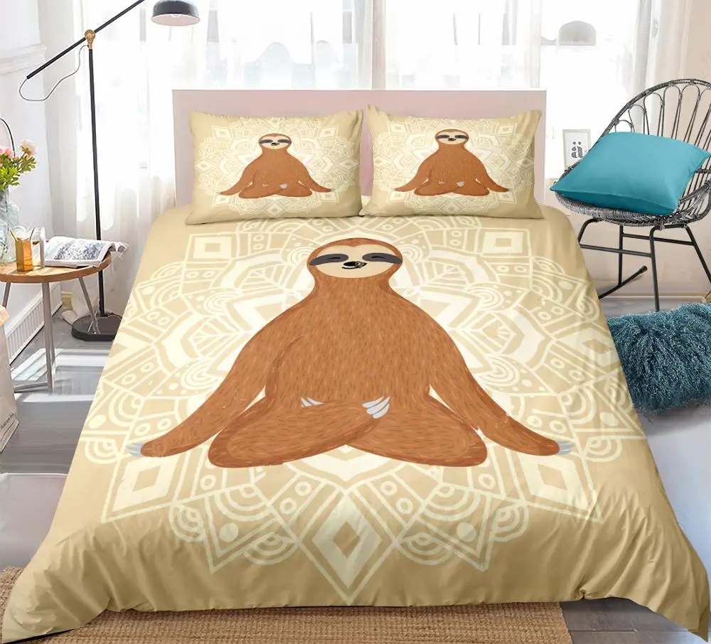 

Mandala Bedding Set Cute Bed Cover Bohemian Duvet Cover Set King Quilt Cover Sloth Bed Set kids teen Home Textiles 3pcs Dropship