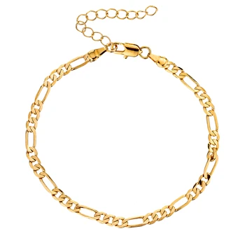

Gold Color Figaro Chain Anklet for Women Fashion Ankle Bracelet with Extension