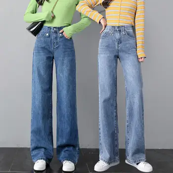 

Spring High Waist Jeans Female Wide Leg Pants Elastic Boyfriend Jeans Women Casual Loose Streetwear Large Size Mom Jeans Q2425