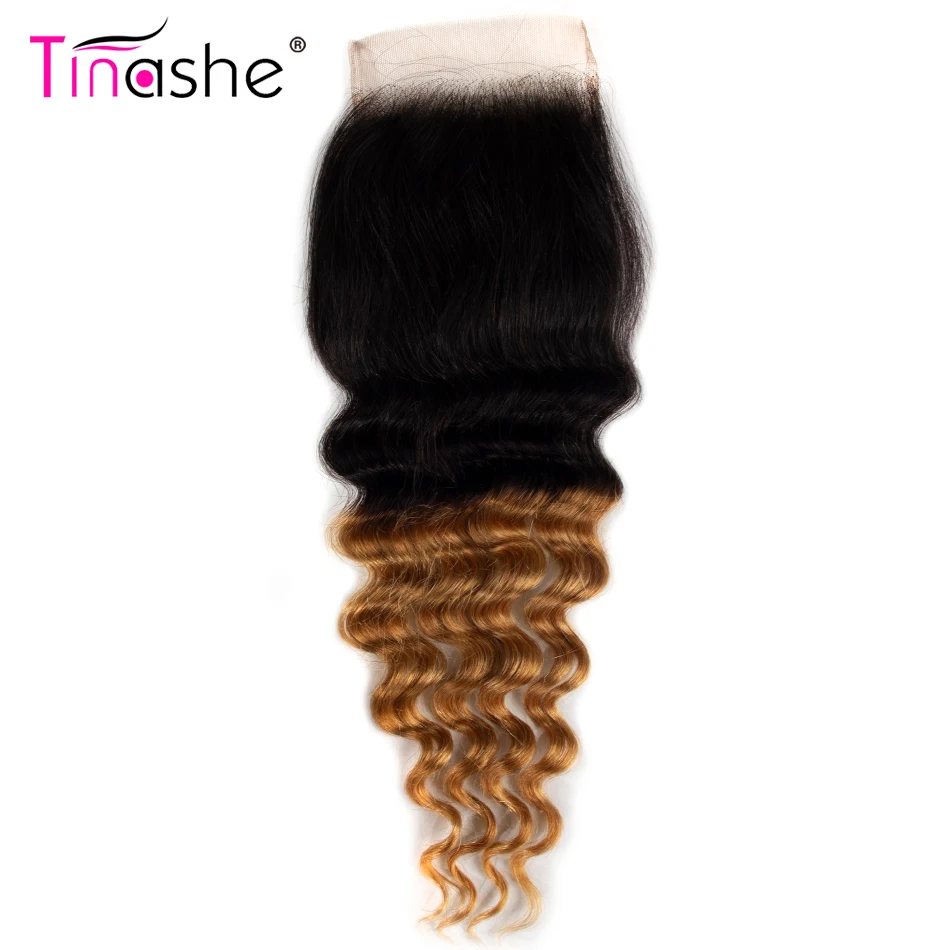 

Tinashe Loose Deep Wave Closure 1B 27 Honey Blonde Colored Ombre Lace Closure Remy Brazilian Human Hair 4x4 Swiss Lace Closure