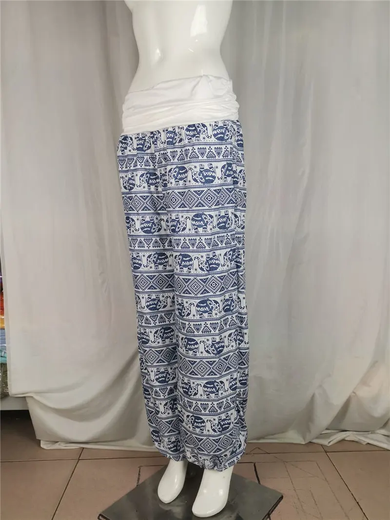 Женские широкие брюки Харадзюку, Boho, шаровары, шикарные, с принтом, летние женские повседневные шаровары