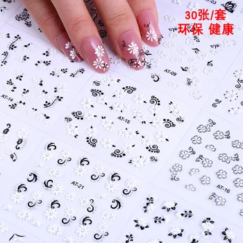 

30pcs Mixed Styles Watermark Feather Cartoon Stickers Nail Art Water Transfer Tips Decals Beauty Temporary Tattoos Tools