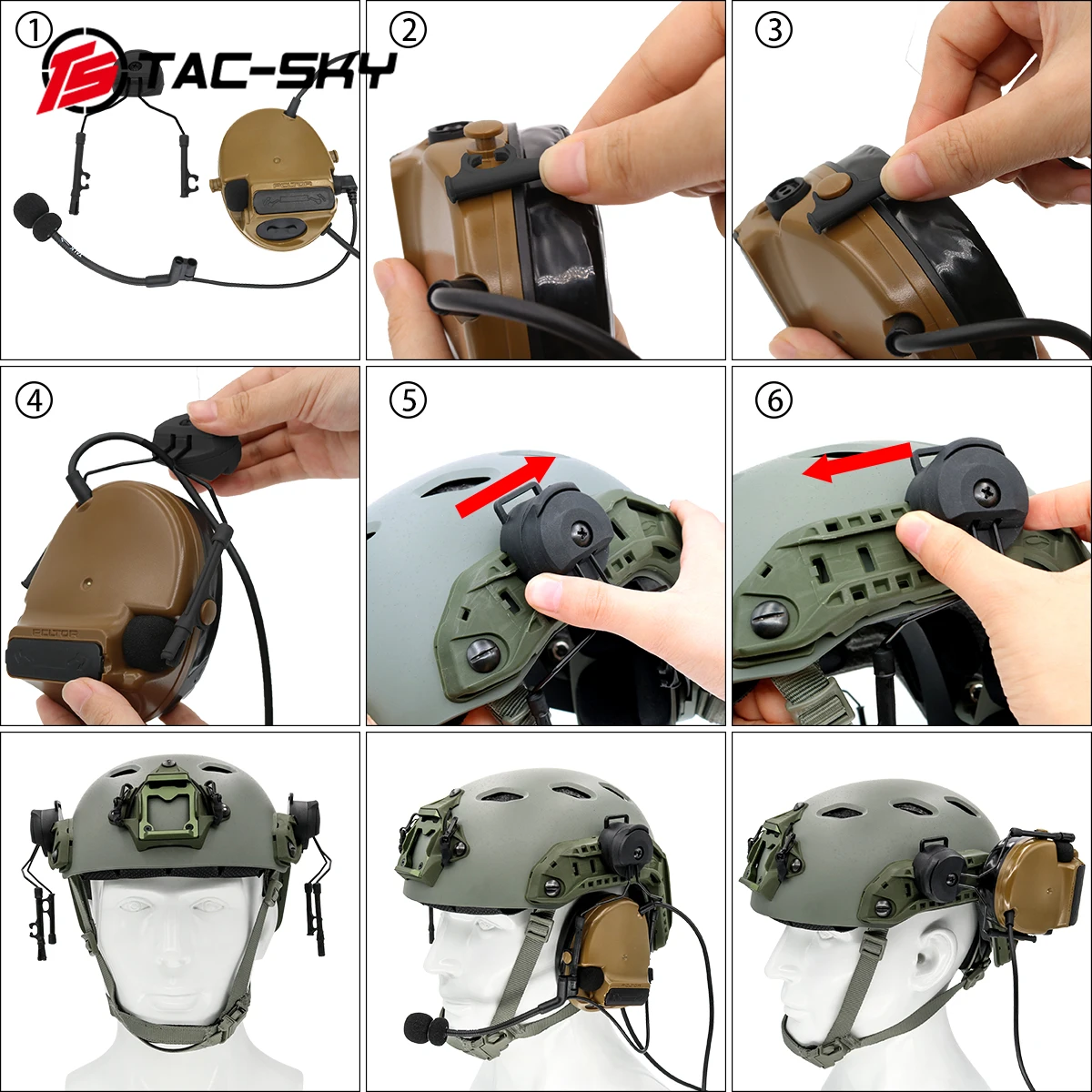 TAC-SKY тактическая гарнитура COMTAC PELTOR comtac ii+ u94 ptt tactical ptt u94+ ARC OPS-CORE адаптер для шлема