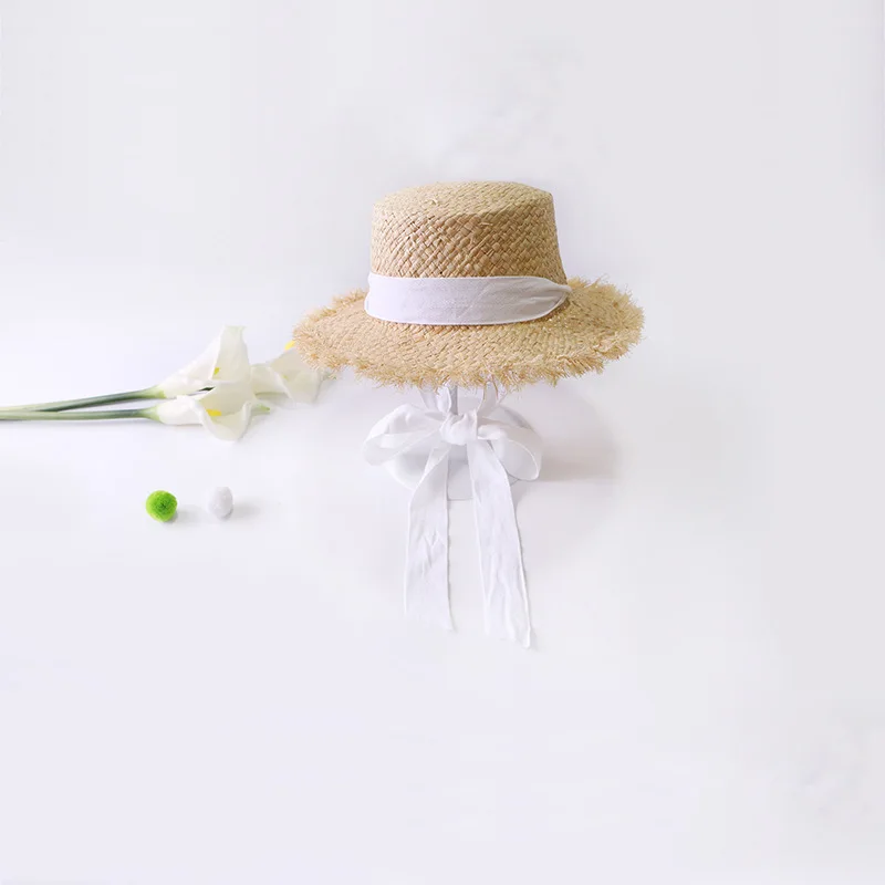 Dilidala, простая летняя соломенная шляпа для женщин, ручная работа, для улицы, повседневная, с широкими полями, шляпа от солнца, дикая полоса, пляжная шляпа с бантом, новинка - Цвет: White Belt