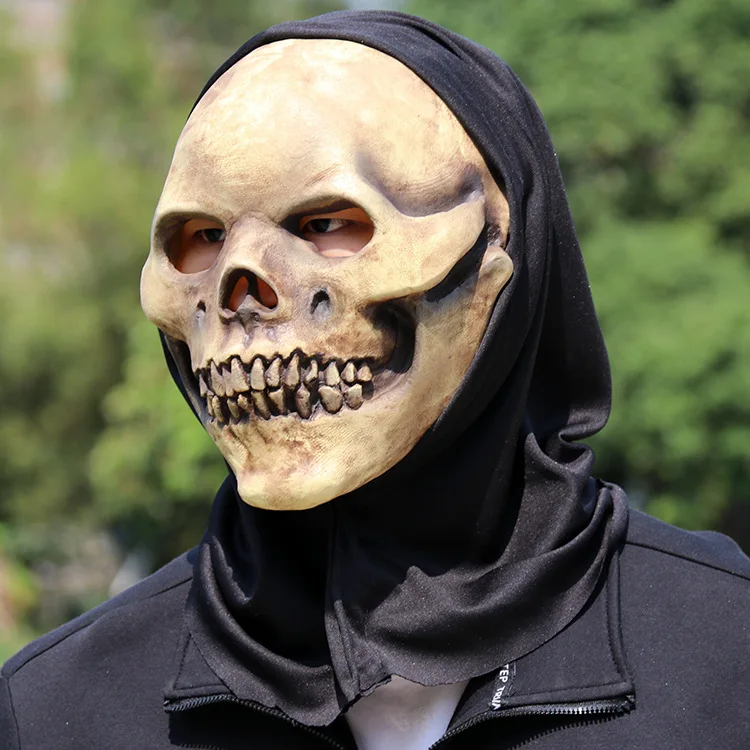 

Halloween Skull Mask with Cloth Bar Room Escape Latex Skull Masks Horror Headgear High Quality Gift