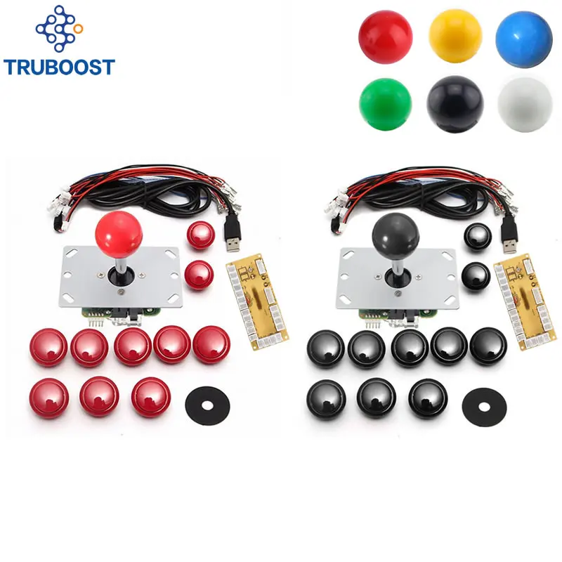 

DIY Arcade Joystick Kits For 2 Player PC Computer Games To Arcade Joystick Buttons 6 Colors