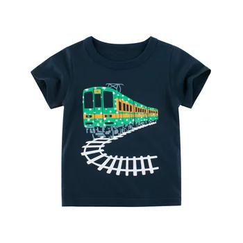 

Fashion Summer Boys T Shirt Train Print Infant Kids Girls T-Shirts Green Short Sleeve Casual Cute Tops Tee Toddler