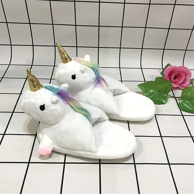 LIN KING Winter lovely Home Slippers Chausson Licorne Shoes Women Unicorn  Slippers Animals Pantuflas Unicornio Pantoufle Femme|Slippers| - AliExpress