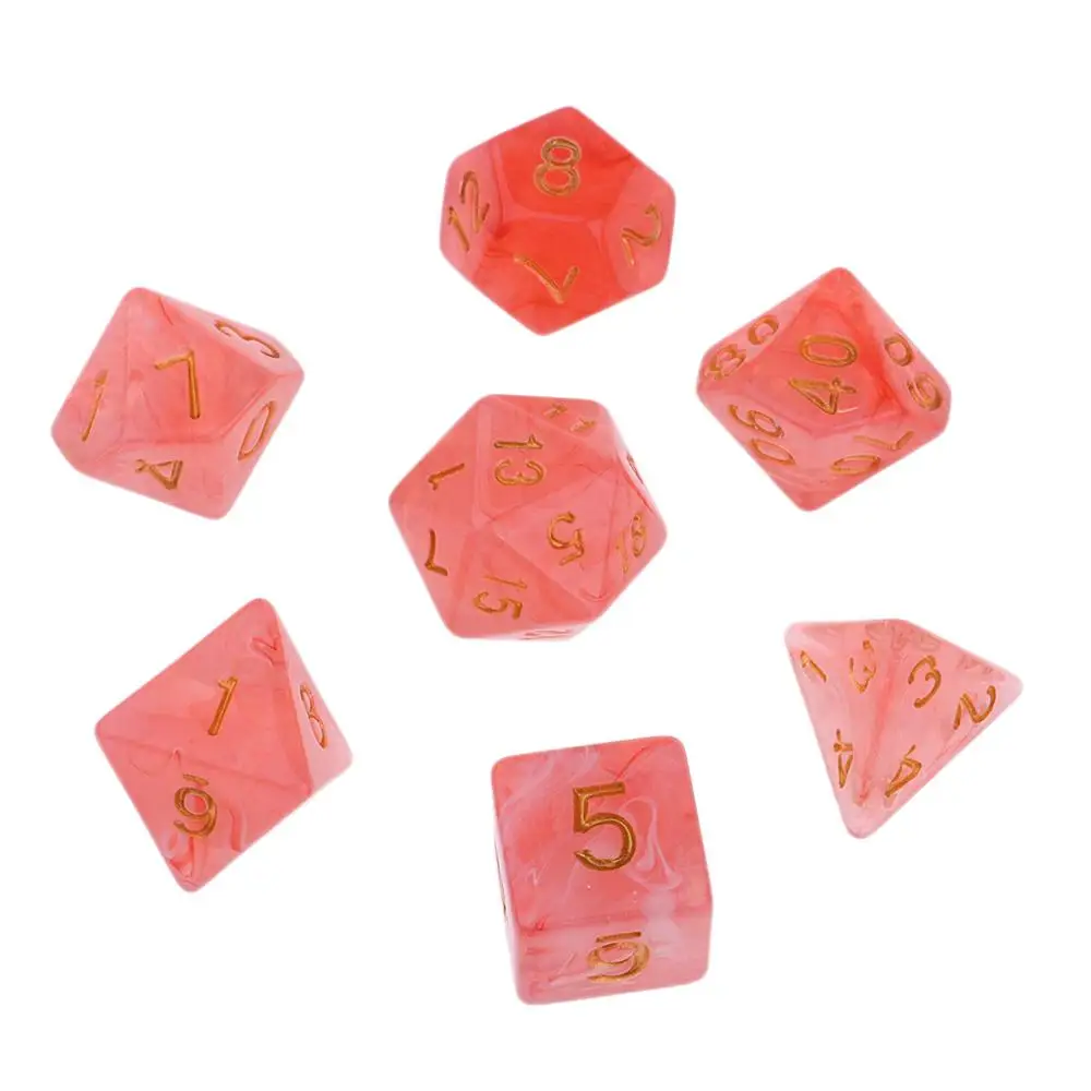 C-Red 7 шт многогранные кости для подземелий и драконов DND Dados RPG MTG настольная игра D20 D12 D10 D8 D6 D4 набор разноцветных кубиков и кубиков - Цвет: C-Red
