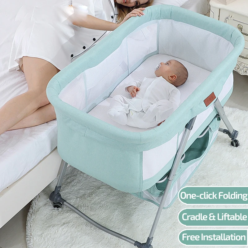 2021 Cradle Crib Newborn Baby Infant Bed Baby Sleeper Bedside Bassinet Portable Crib Mobile Foldable with Mosquito Net