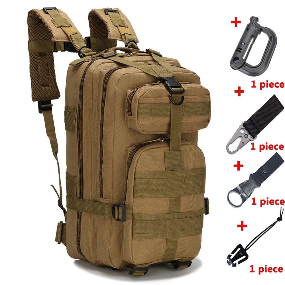 Мужской военный тактический рюкзак унисекс, сумка для рыбалки, треккинговые спортивные рюкзаки для путешествий, походные сумки для рыбалки, приманка 20-30L - Цвет: KHAKI AND 4 HOOK