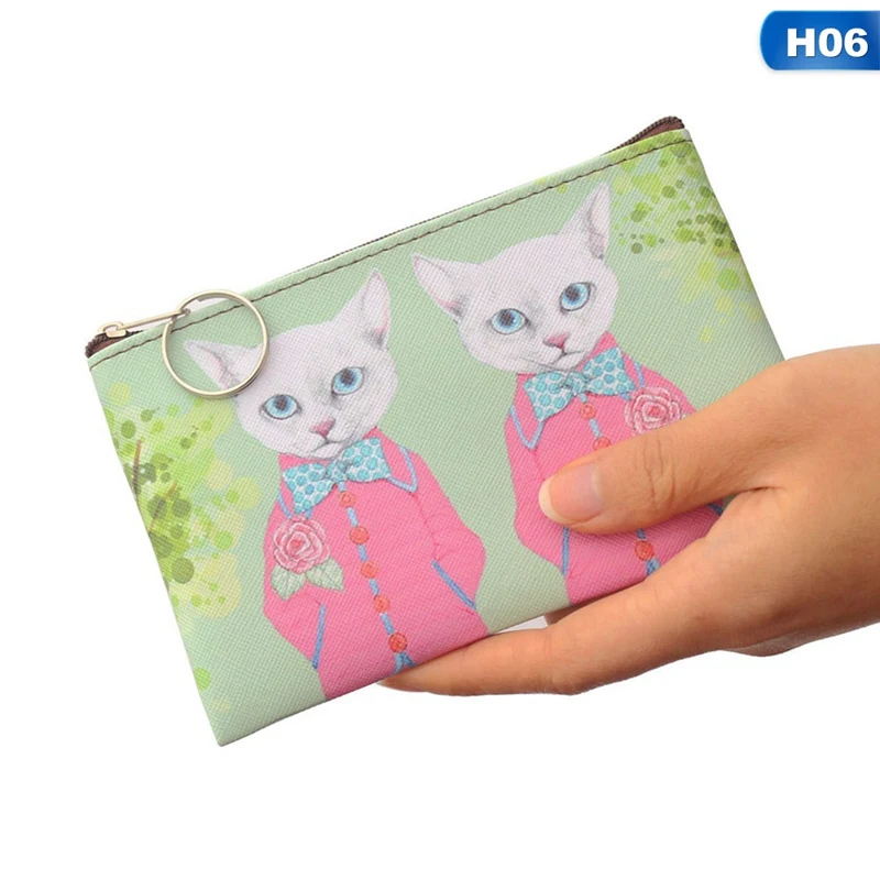H06 Детский кошелек для монет с мультяшным котом, клатч, маленький кошелек, женские кошельки для монет, милая детская сумка на молнии, кошелек для мелочей - Цвет: H06