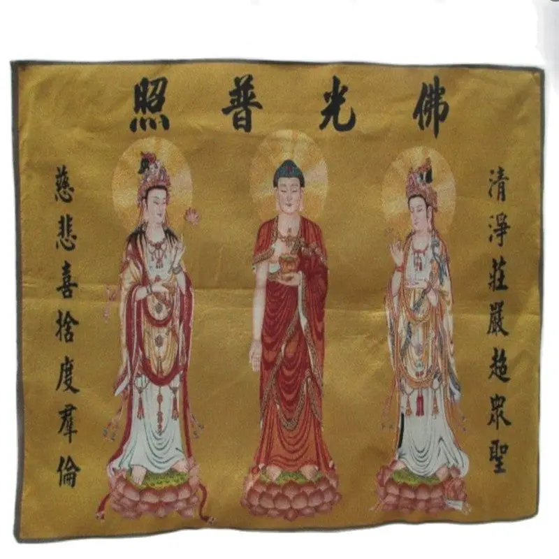 Шелковая вышивка с изображением золотого гуаньинского Будды танка Тибет и Непал