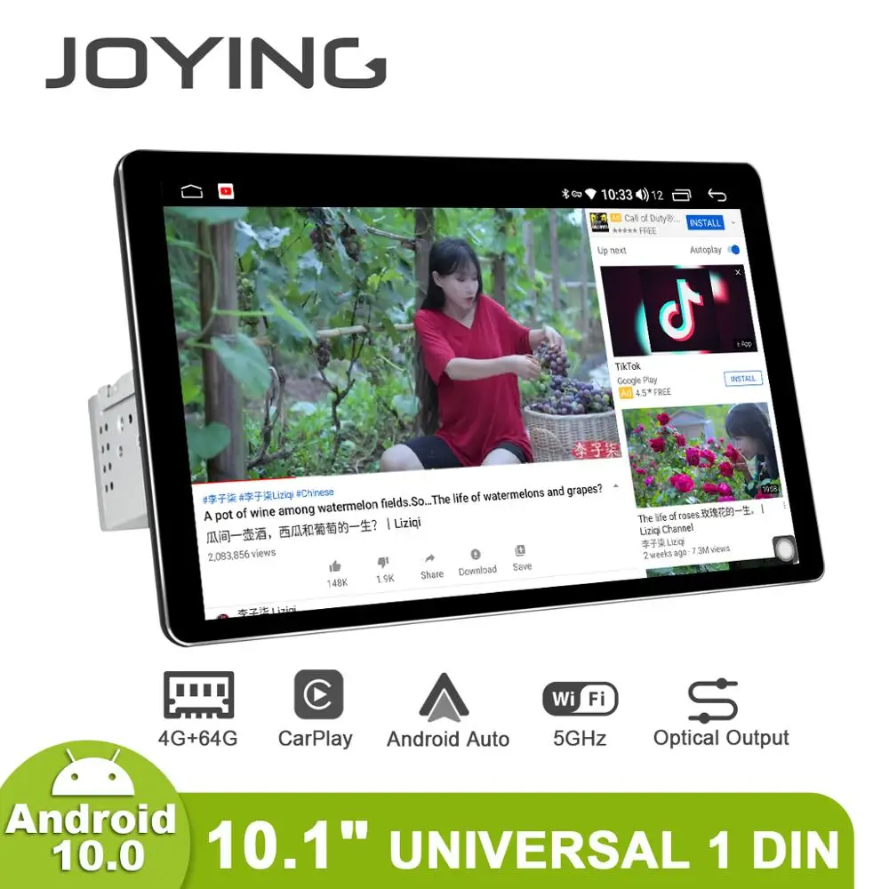 

Android 10.0 Car radio player head unit GPS RDS support Carplay Universal BT 5.1 1280*800 10.1 " singe din 5G WIFI video player