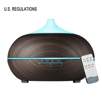 

Air Humidifier Ultrasonic Aroma Essential Oil Diffuser 400ML e Half Wood Grain Color Changing with remote control