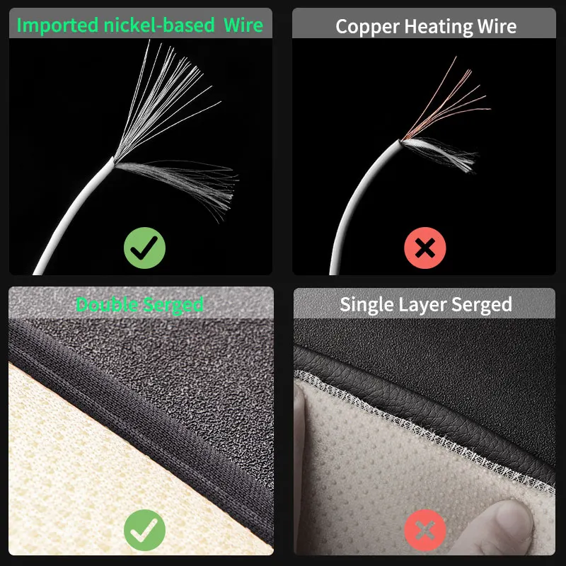 A series of pictures showing different types of warm heating wires.