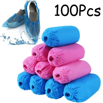 

100Pc Disposable Anti Skid Durable Non Woven Fabric Non-slip Shoe Covers Plastic Waterproof Non-Slip Disposable Shoe Covers 2020