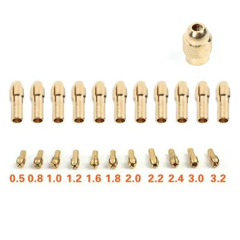 

12pcs Brass Collet Chuck 0.5/0.8/1.0/1.2/1.6/1.8/2.0/2.2/2.4/3.0/3.2mm + M8*0.75