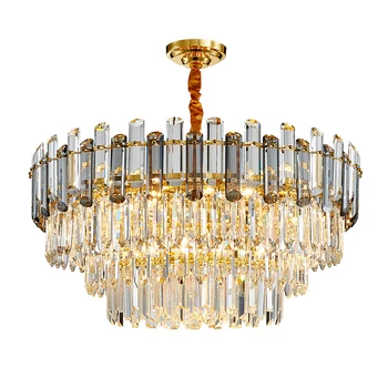 

Luxury gold chandelier lighting for living room round crystal light fixtures modern home decor led lamp cristal lustre