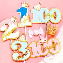 

Crown butterfly Number 1st 2st 3st 100days Cake Topper Pink Blue Cupcake Topper Happy Birthday Decorations Kids Baby Lovely Gift