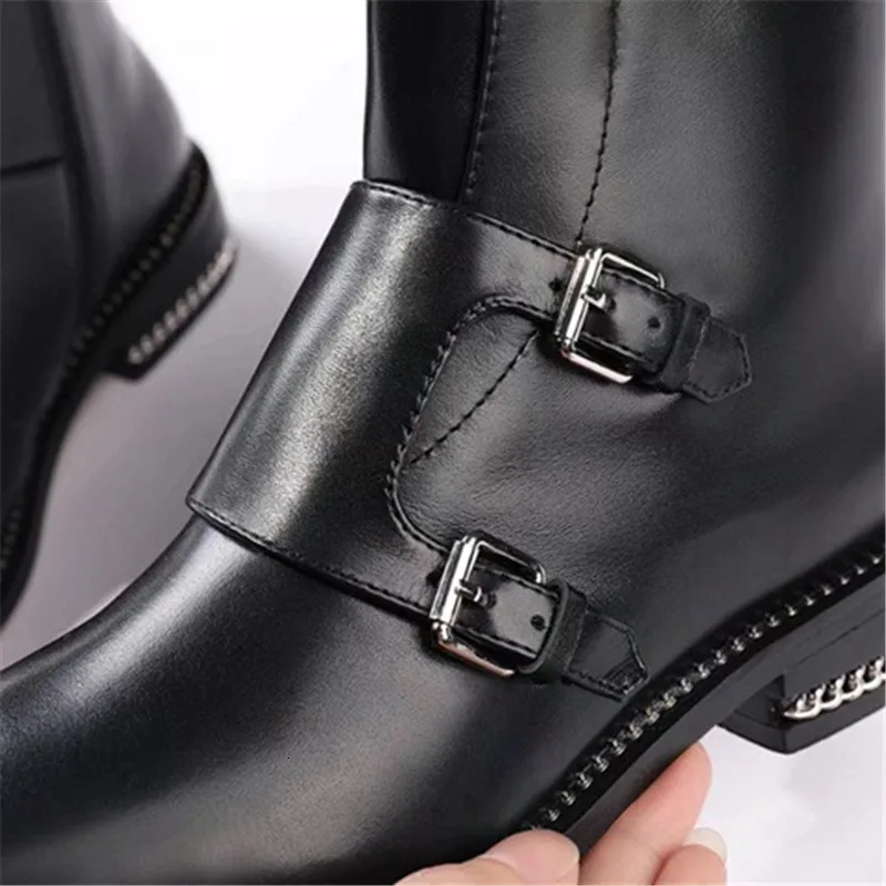 Mujer; женские ботинки; Invierno; коллекция года; chaussures femme; женская обувь на низком каблуке с пряжкой; с острым носком; Zapatos De Mujer; на молнии