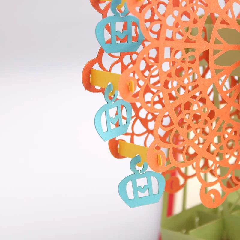 3D бумага Оригами резьба пригласительные карты складной Тип лазерная резка День рождения карты ручной работы колесо обозрения Greeing карты