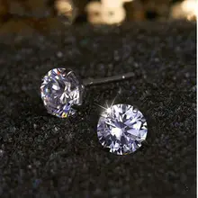 Кристальные циркониевые серьги из настоящего 925 пробы, серебряные серьги-гвоздики для женщин, ювелирные изделия из стерлингового серебра, серьги-гвоздики