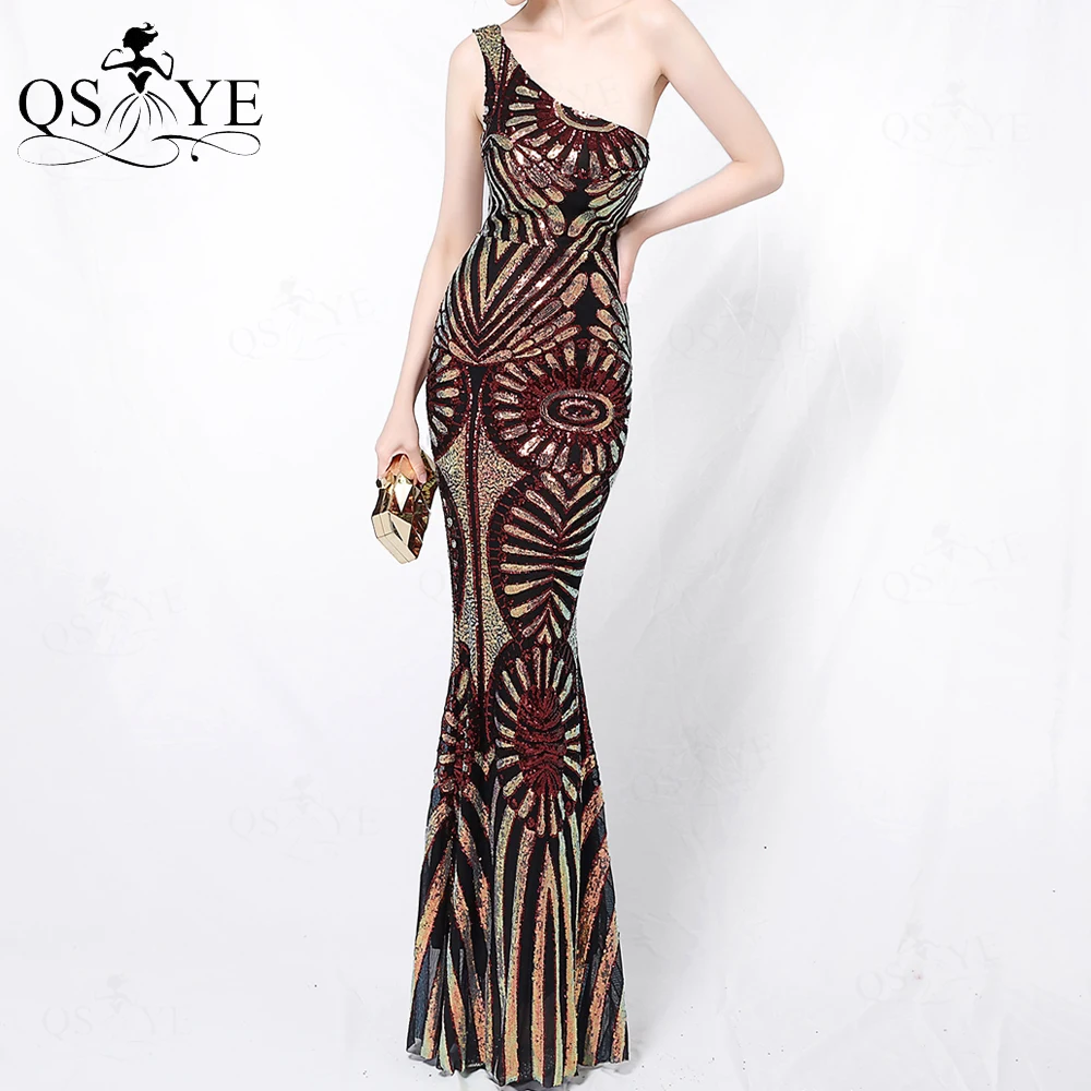 Золотые вечерние платья на одно плечо, вечернее кружевное платье с ...