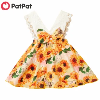 

PatPat 2020 New Summer Baby Sunflower Print Suspender Dress for Baby Girl Sunflowers Vacation Dress Clothes